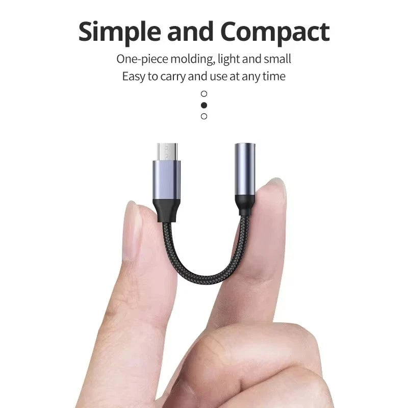 USB Type C TO 3.5mm AUX Audio Jack Headphone Adapter Braided Cable