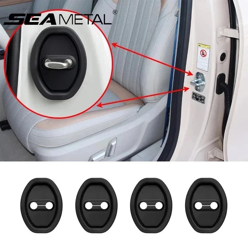 4Pcs Car Door Lock Latches Cover Car Silicone Door Protective Cover