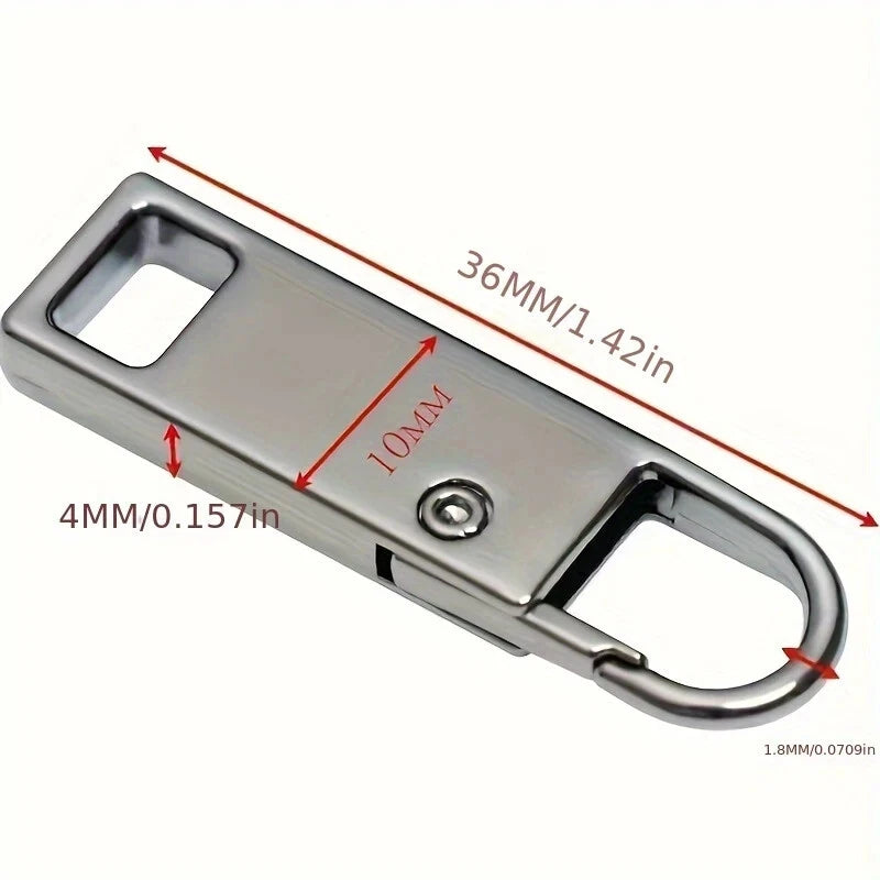 2x Zipper Puller Repair Metal Slider Pull Replacement Fix Bag Coat Instant Clip