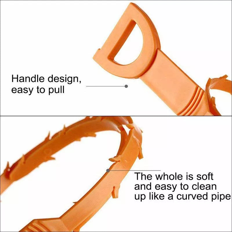 Drain Unblocker Snake U Bend Hair Remover Cleaner Sink Shower Bath Pipe Clog UK