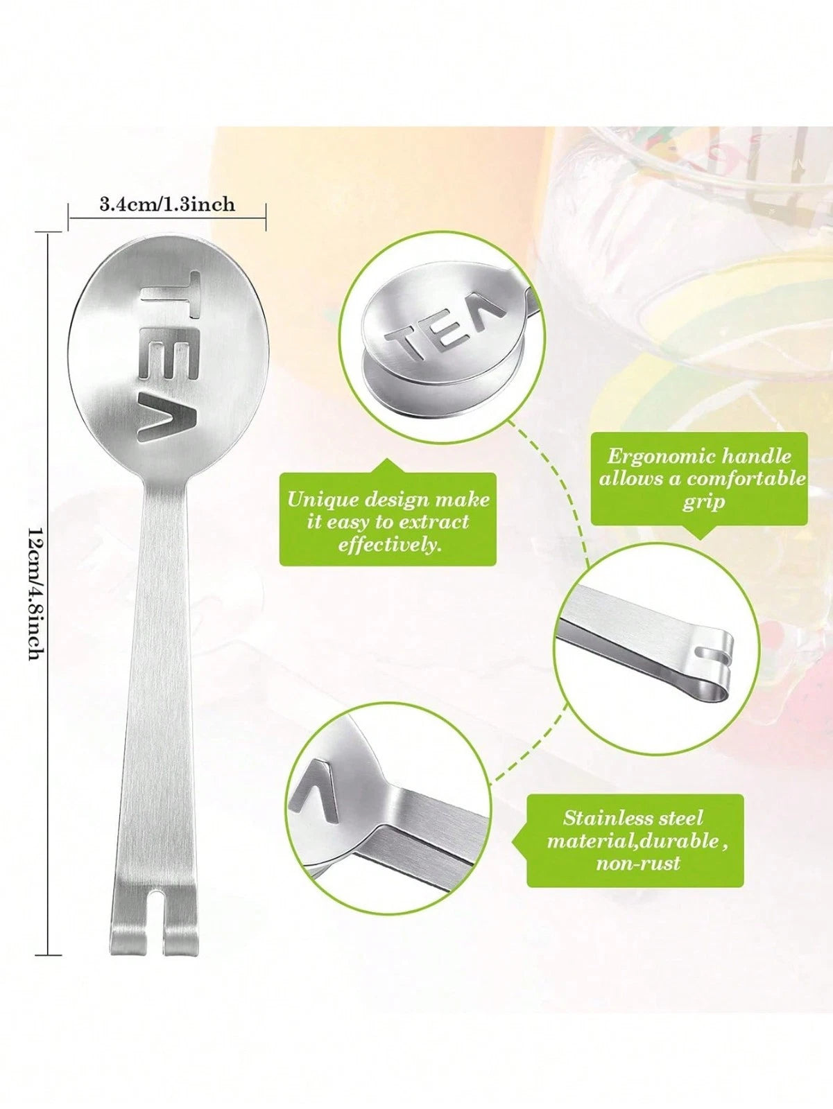 Stainless Steel Tea Bag TeaBag Mini Tongs Squeezer Strainer Holder Grip Ice Cube