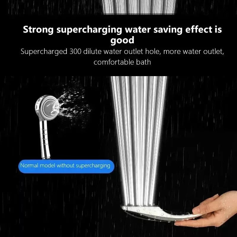 300 Hole Shower Head Square Hand-Held Pressurized Shower Nozzle Unique Bath UK
