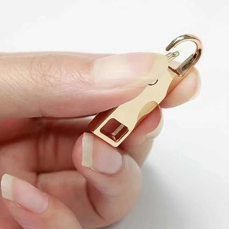 2x Zipper Puller Repair Metal Slider Pull Replacement Fix Bag Coat Instant Clip