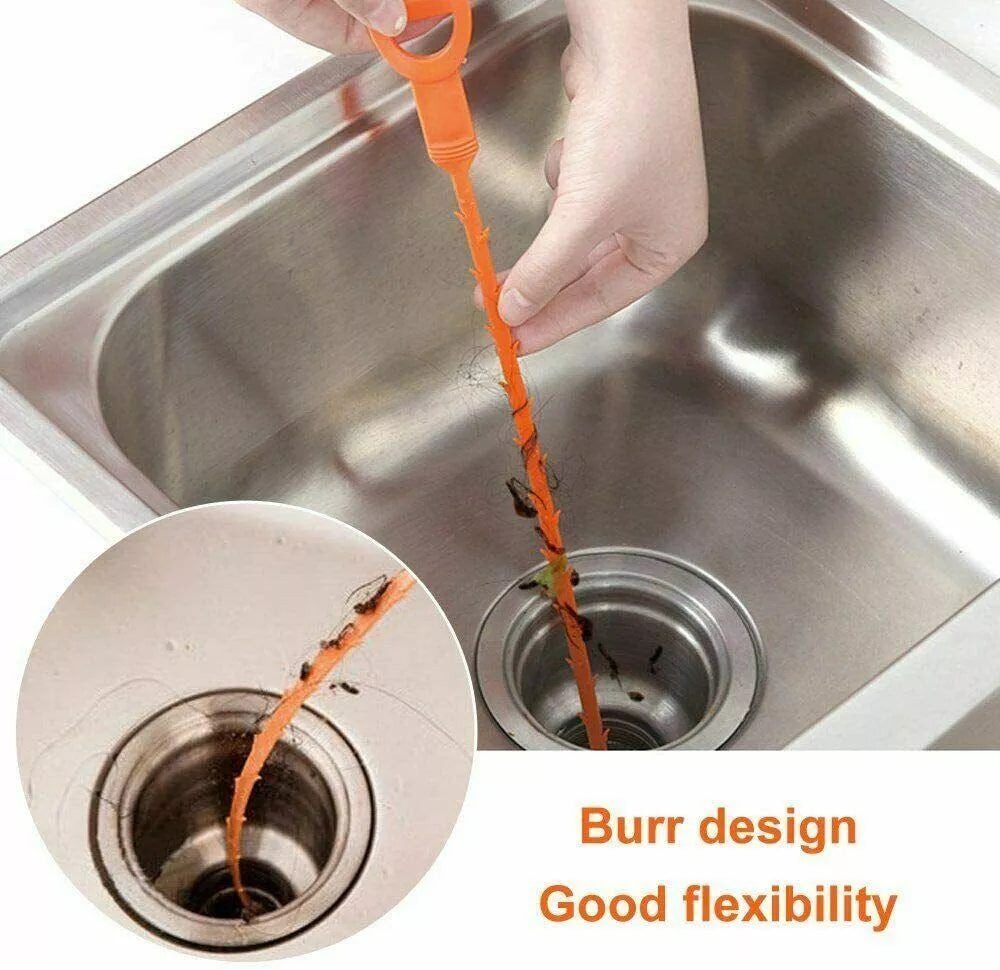 Drain Unblocker Snake U Bend Hair Remover Cleaner Sink Shower Bath Pipe Clog UK