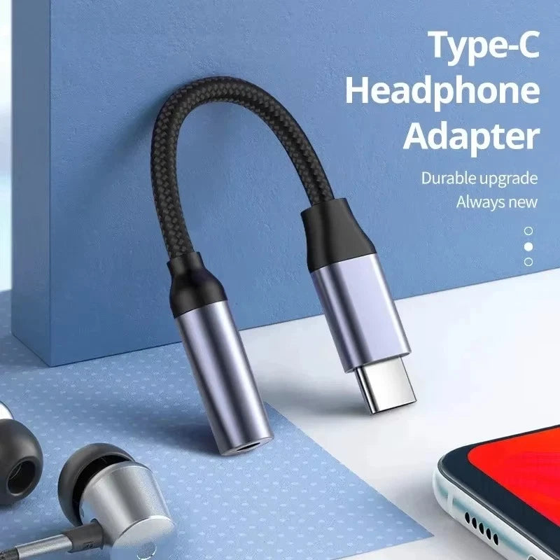 USB Type C TO 3.5mm AUX Audio Jack Headphone Adapter Braided Cable