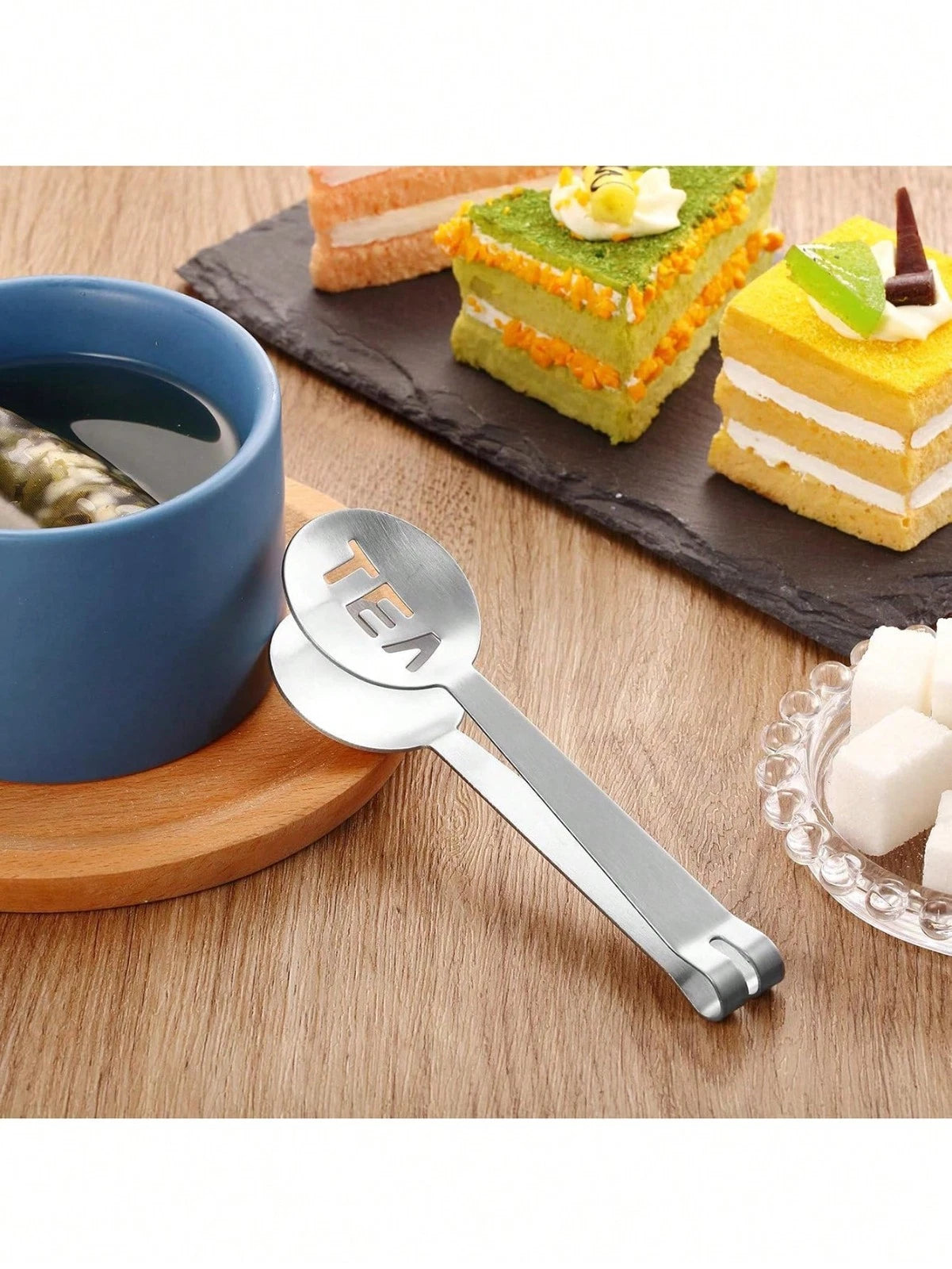 Stainless Steel Tea Bag TeaBag Mini Tongs Squeezer Strainer Holder Grip Ice Cube